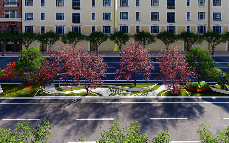临潼区人民西路街头绿地景观设计